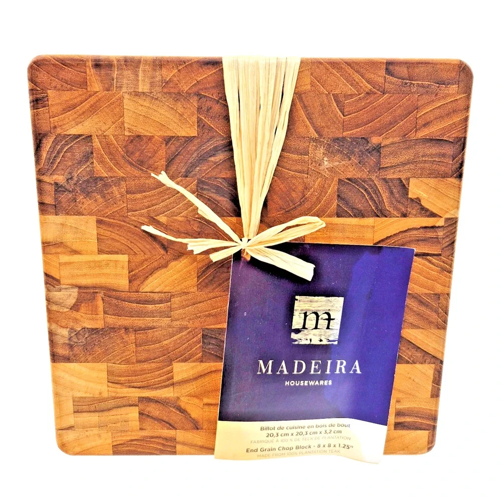 Madeira Teak End Grain Chop Block Cutting Board 8